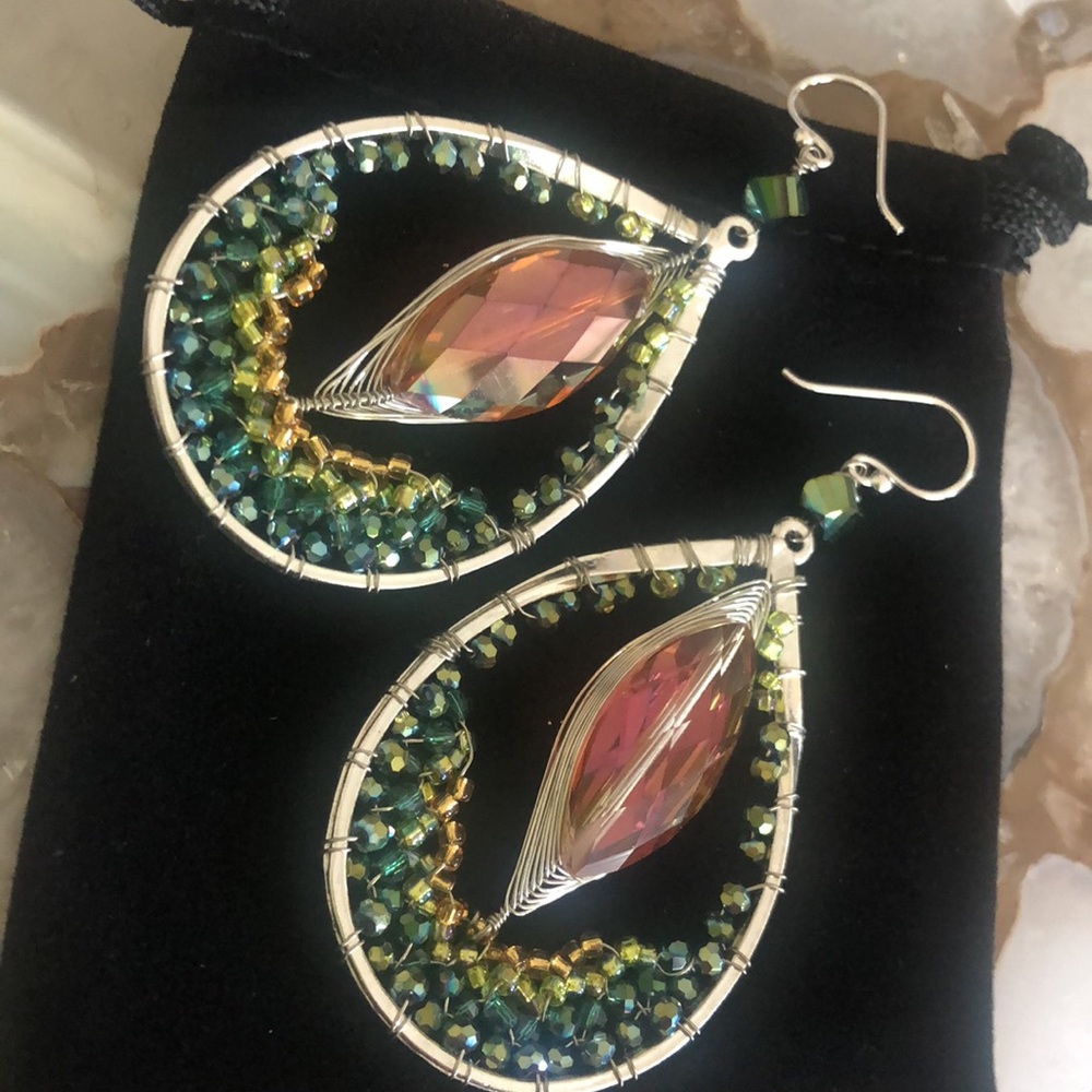 Mystical Jewel Crystal Exotic Earrings,Boutique
